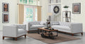 White and Brown Button Tufted Fabric Sofa L7097