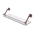 Antique Copper Floating Glass Shelf with Gallery Rail - 30 inch A901