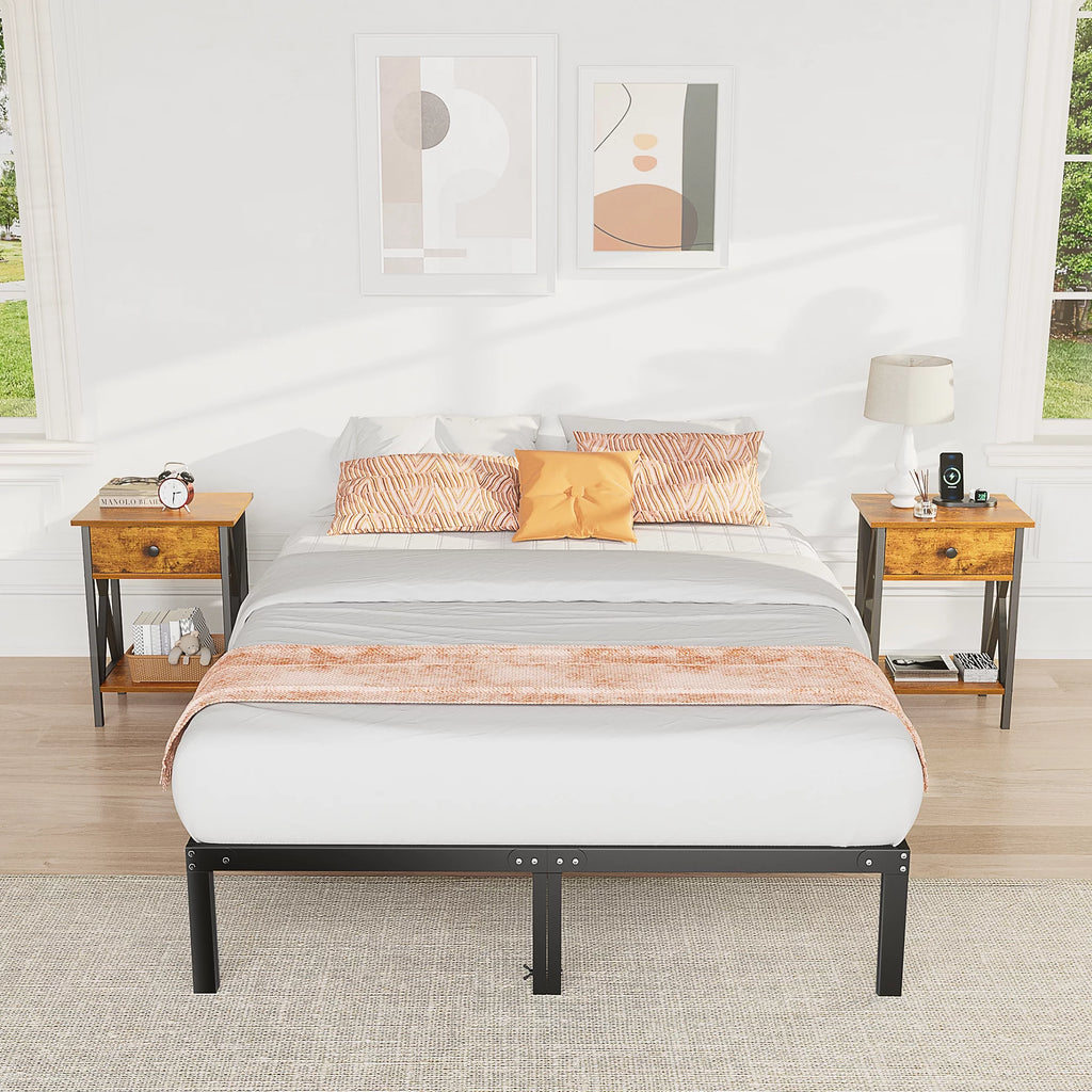 Full Size Heavy Duty Platform Bed Frame with Underbed Storage C61582