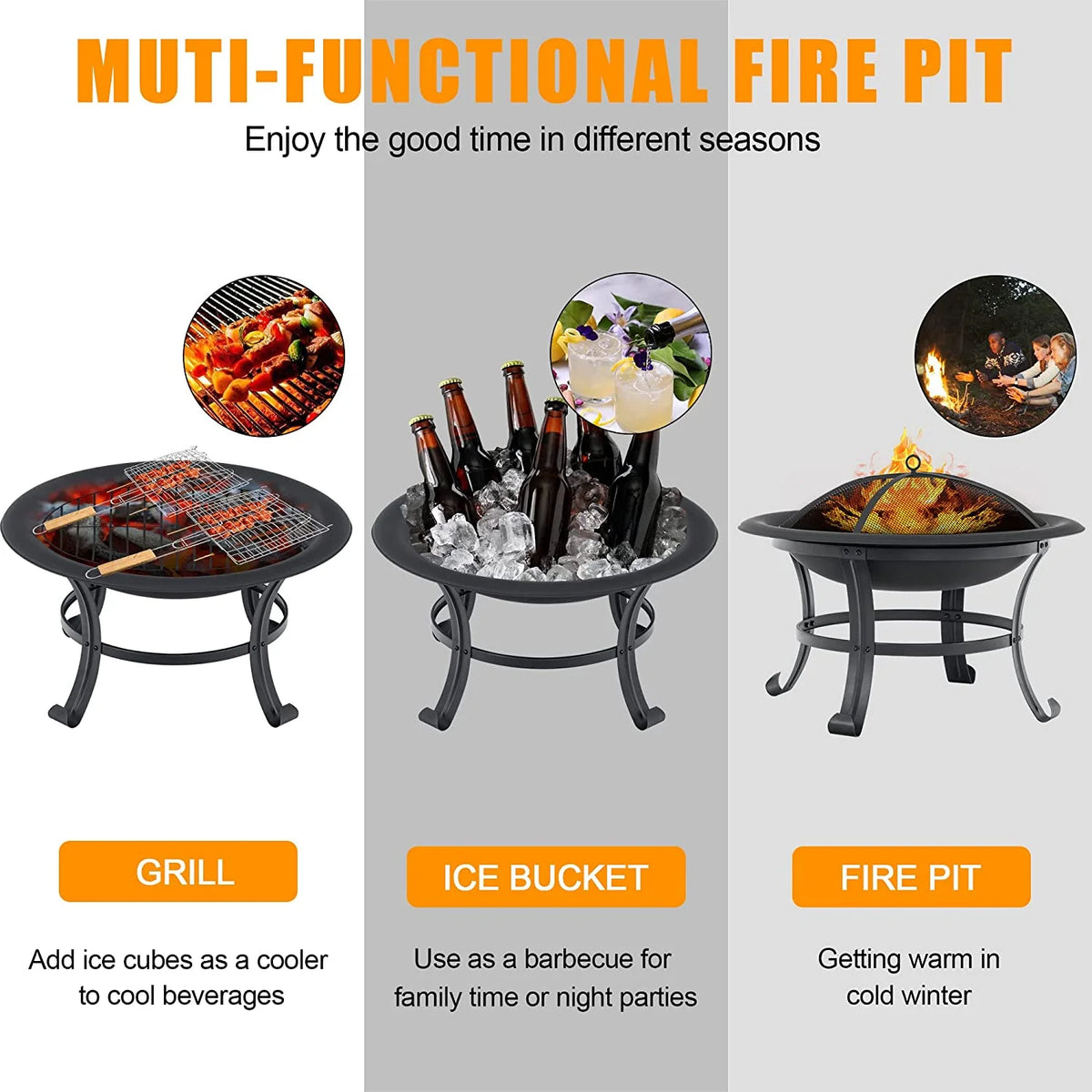 Black Metal Fire Pit P2224