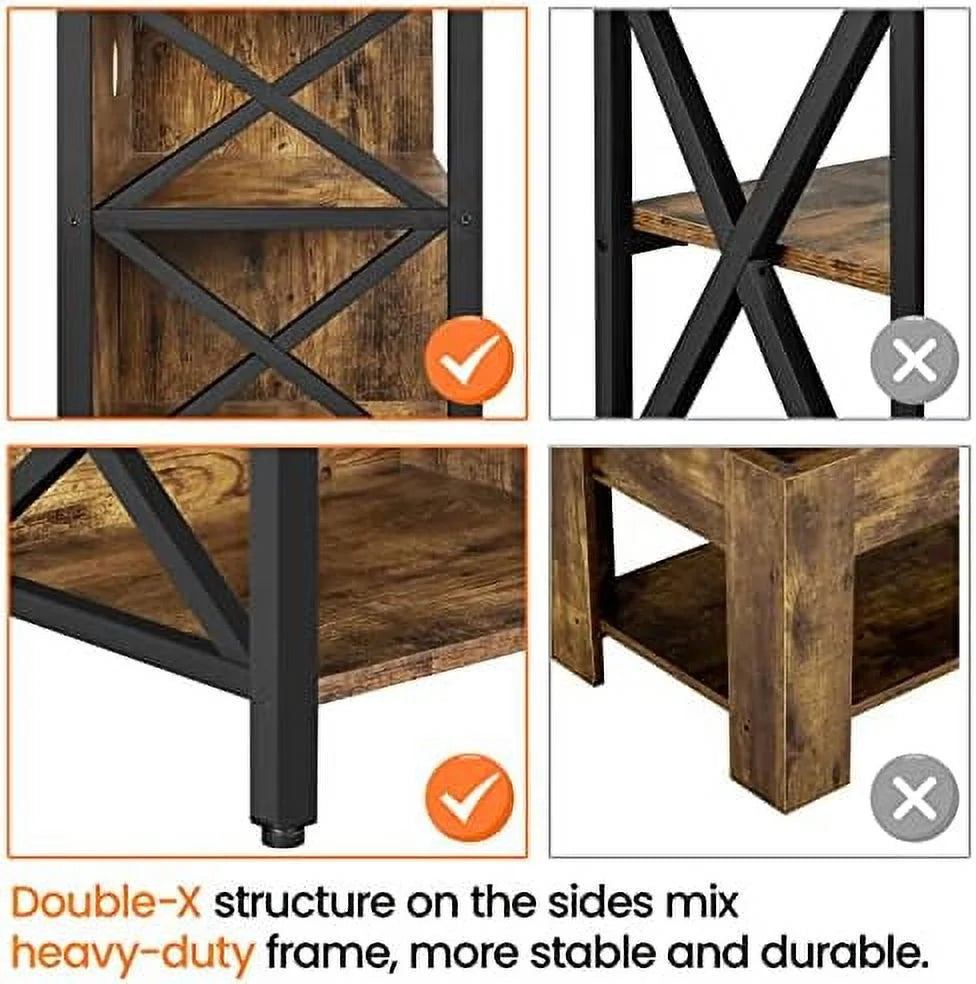 Industrial Wood and Metal TV Stand with Cabinet X371389