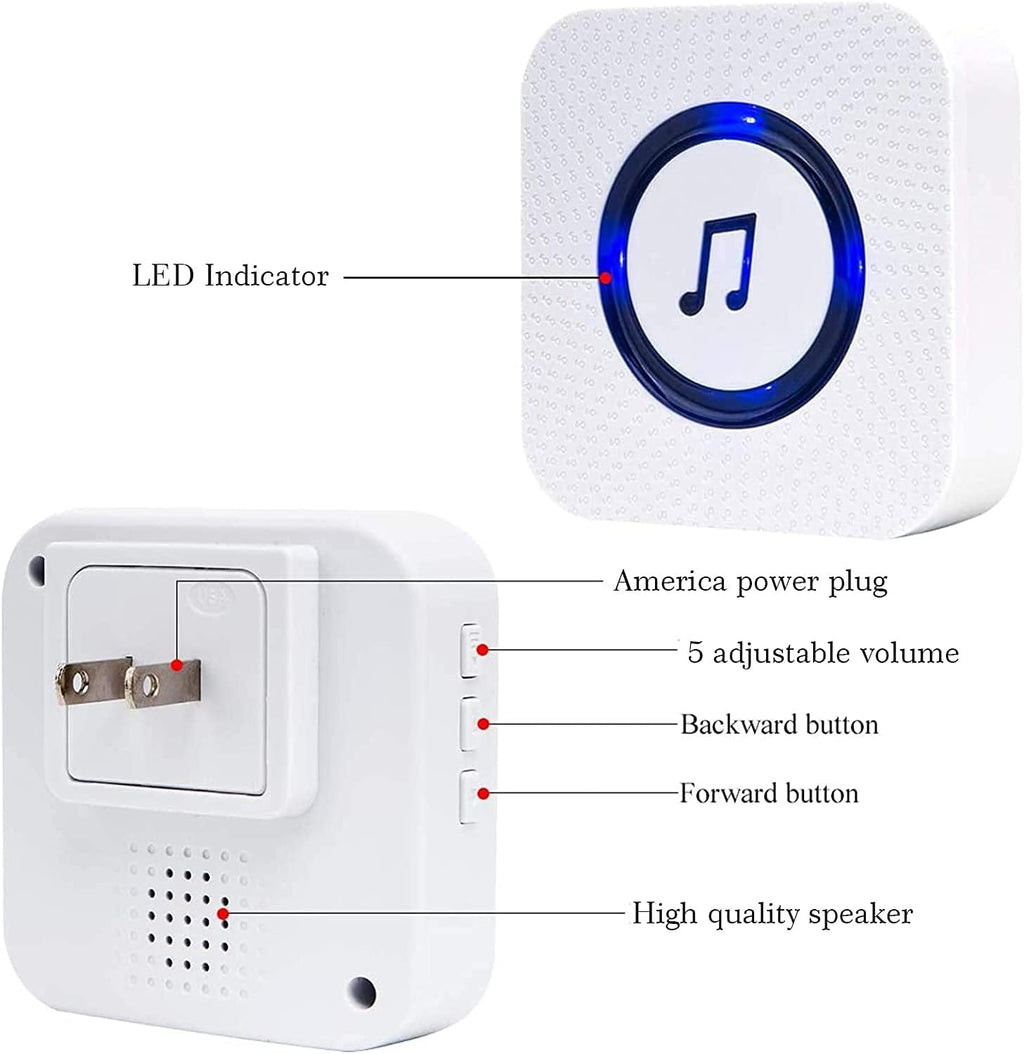 Wireless Door Open Chime with 55 Chimes 5 Adjustable Volume Mute Mode, 3 Receiver 3 Magnetic Door Window Sensor, Pack of 2 B382