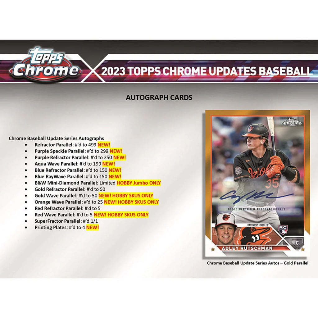 2023 Chrome Update Series Baseball Trading Card Hobby Jumbo Box M8264