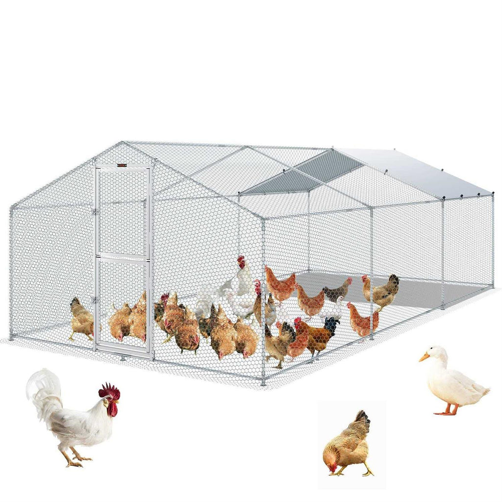 Large Metal Chicken Coop with Run W30120