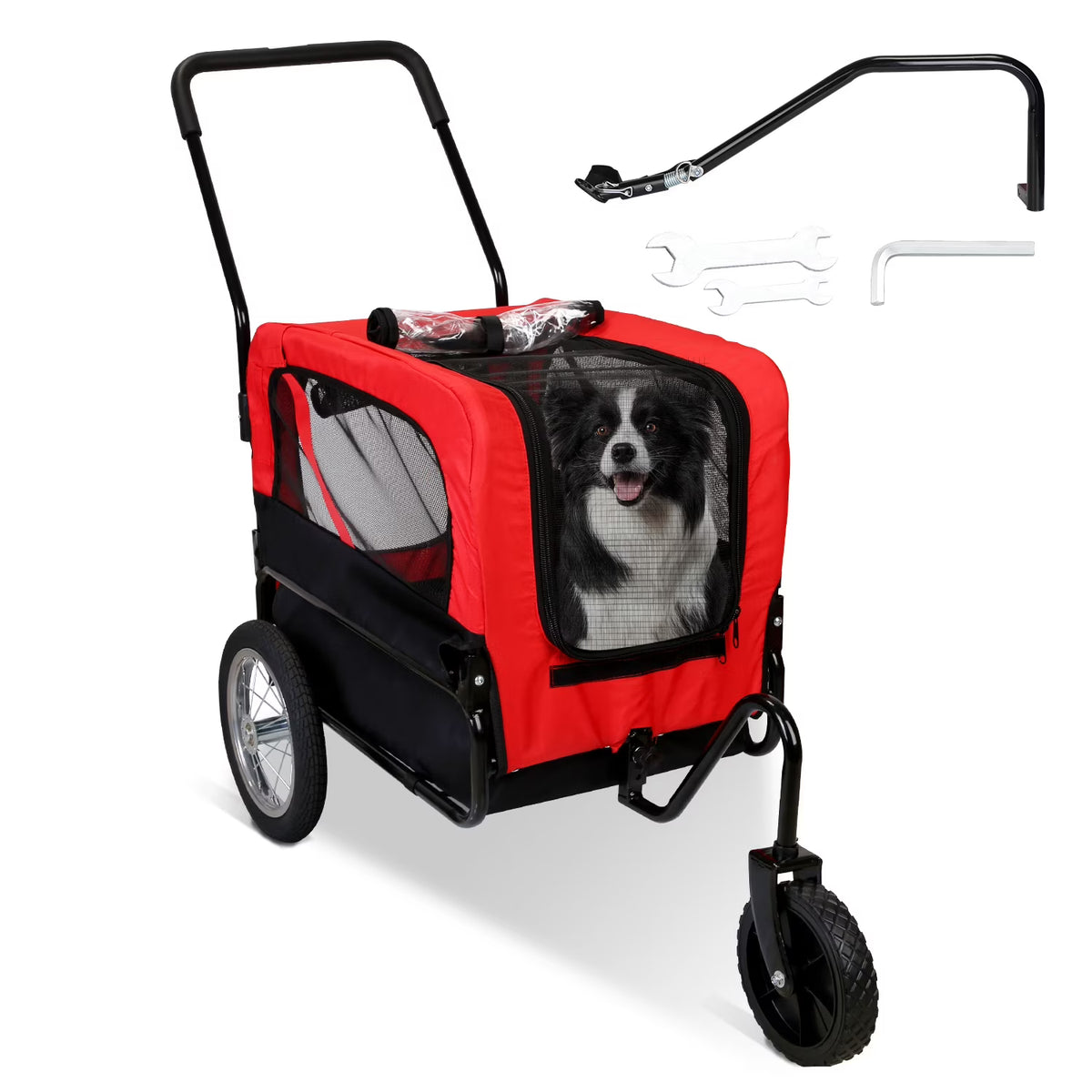 2-In-1 Dog Bicycle Trailer Jogging Stroller with Canopy O253