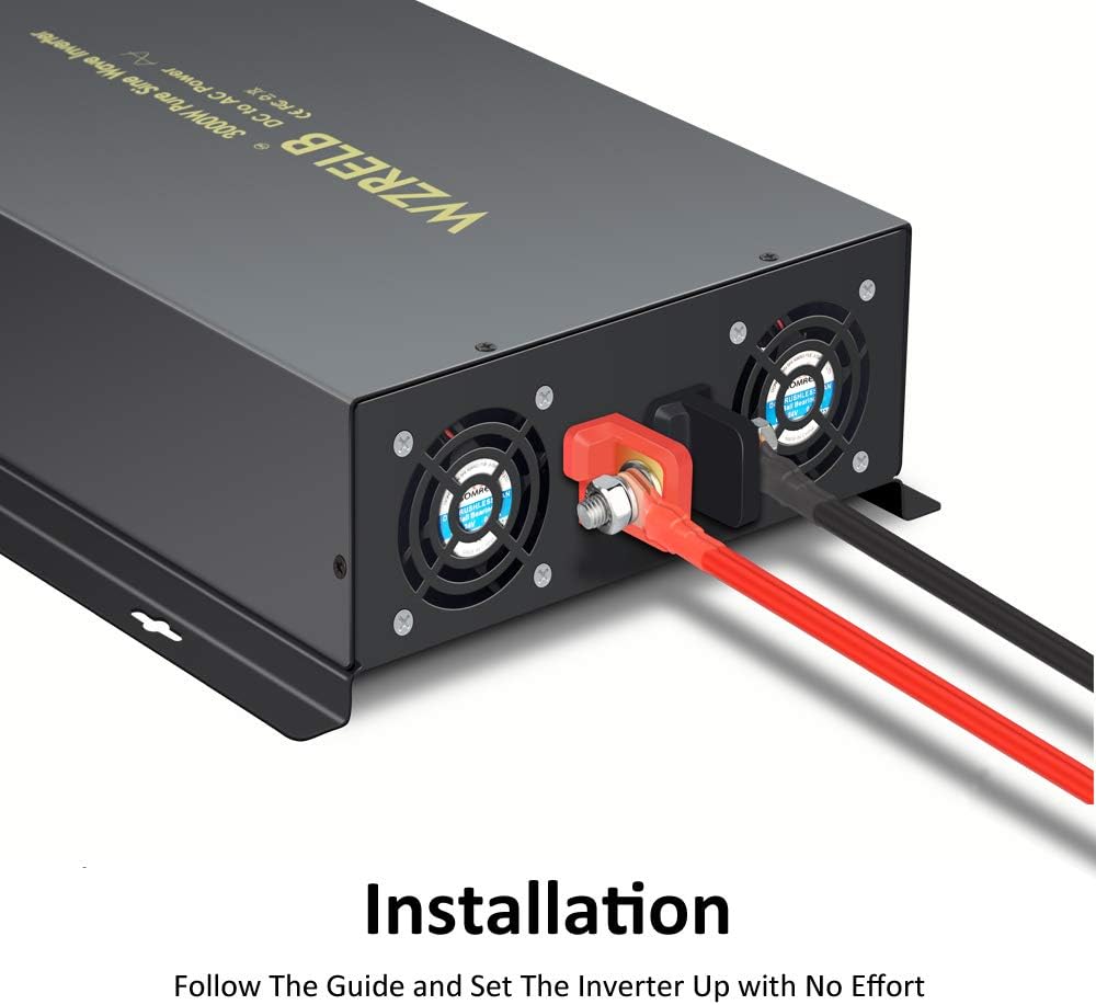 3000 Watt 24V DC Pure Sine Wave Power Inverter with Remote Control Switch, Dual 110V 120V AC Outlets N2619