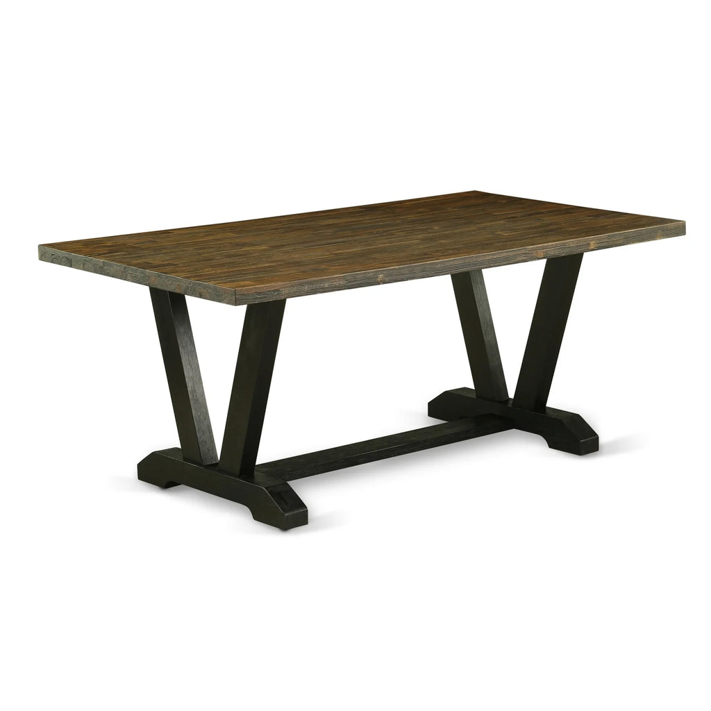 40X72 In Dining Table With Black Leg And Jacobean Top Finish U78139