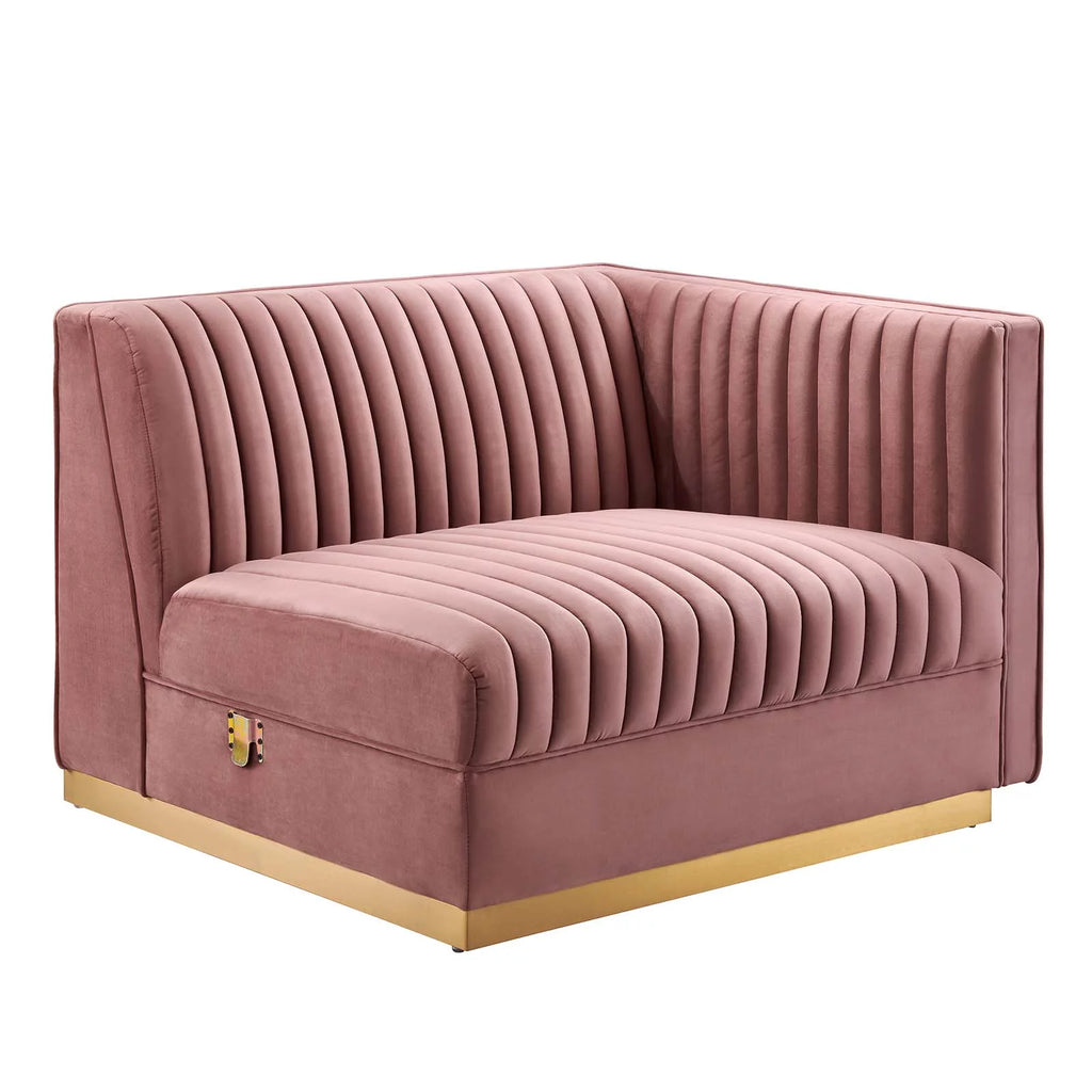 Channel Tufted Performance Velvet 3-Seat Modular Sectional Sofa X759889