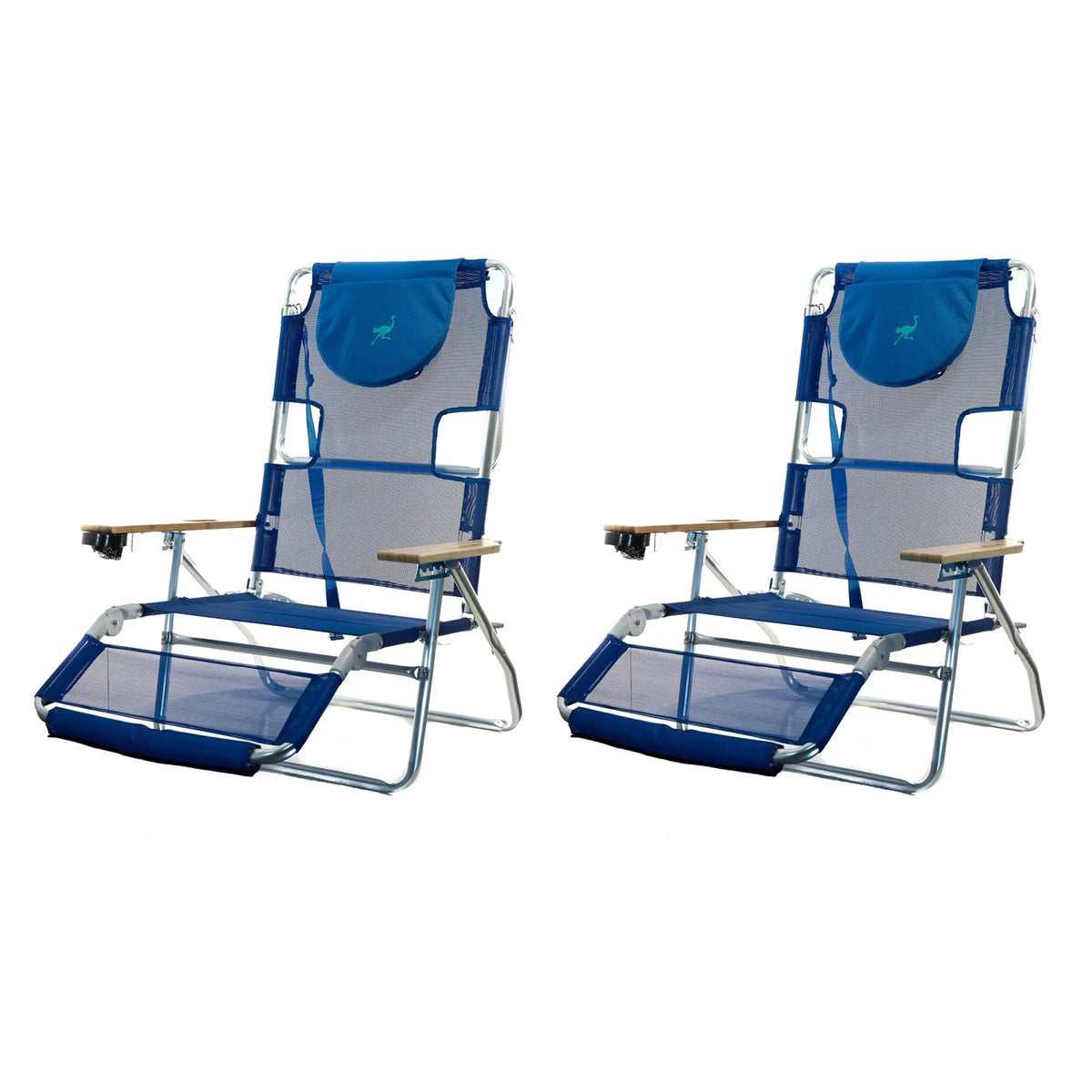 Lightweight Aluminum 5 Position Reclining Beach Chair 2 Pack Z9052