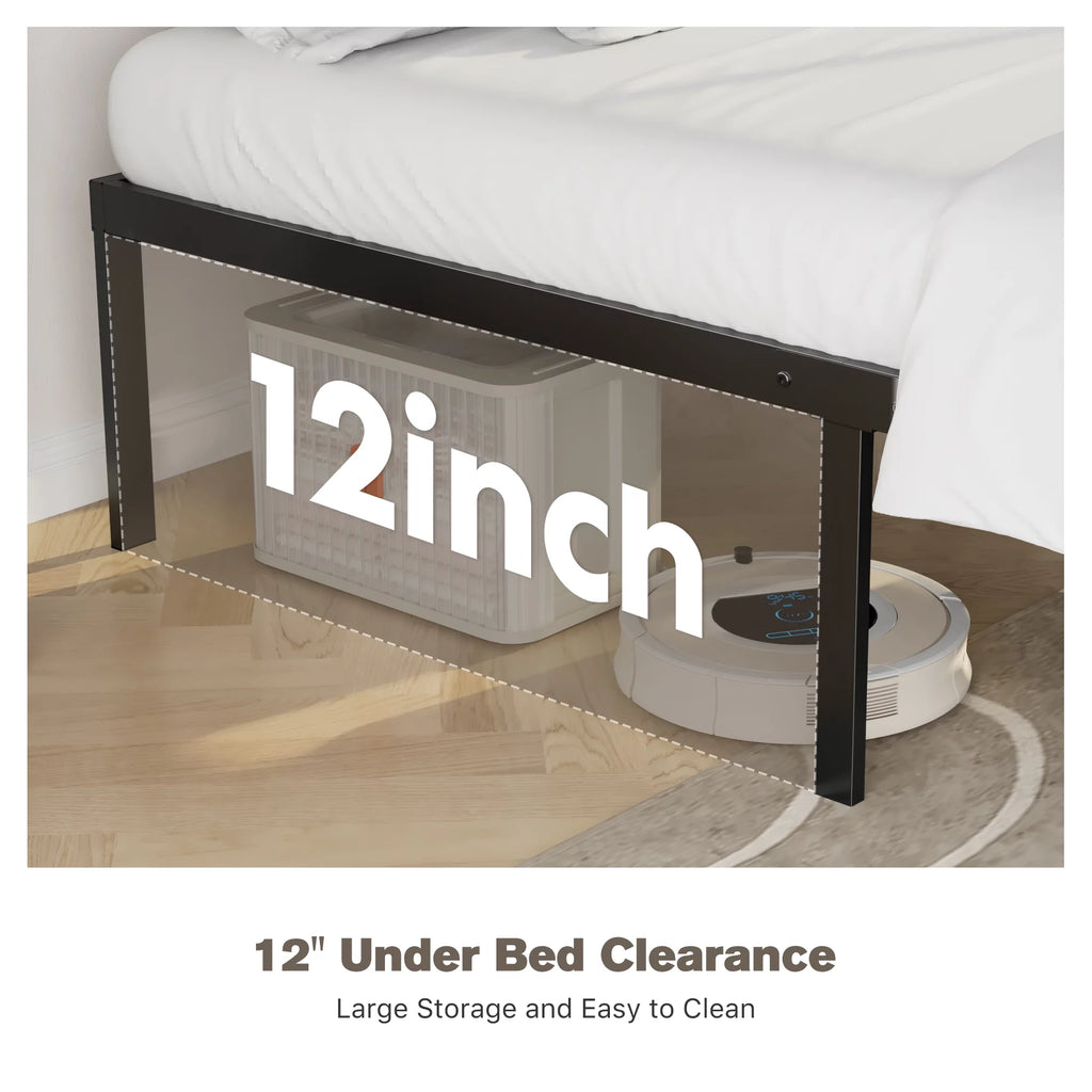 Full Size Heavy Duty Platform Bed Frame with Underbed Storage C61582