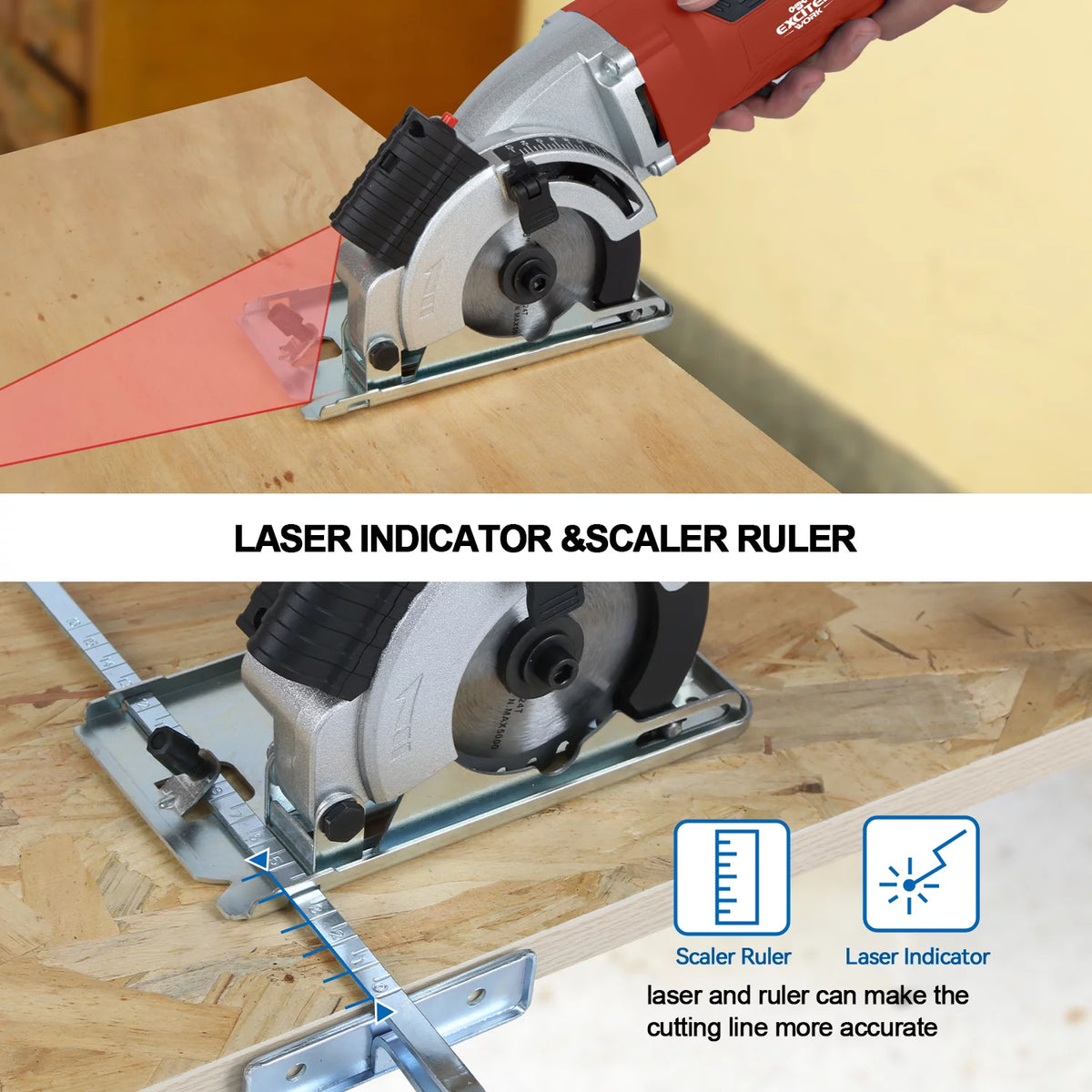 Mini Circular Saw, 5000RPM Electric Compact Circular Saw with 3 Blades L457