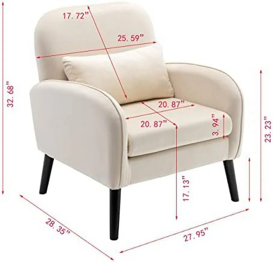Modern Accent Chair with Solid Wooden Legs Upholstered Armchair V31677
