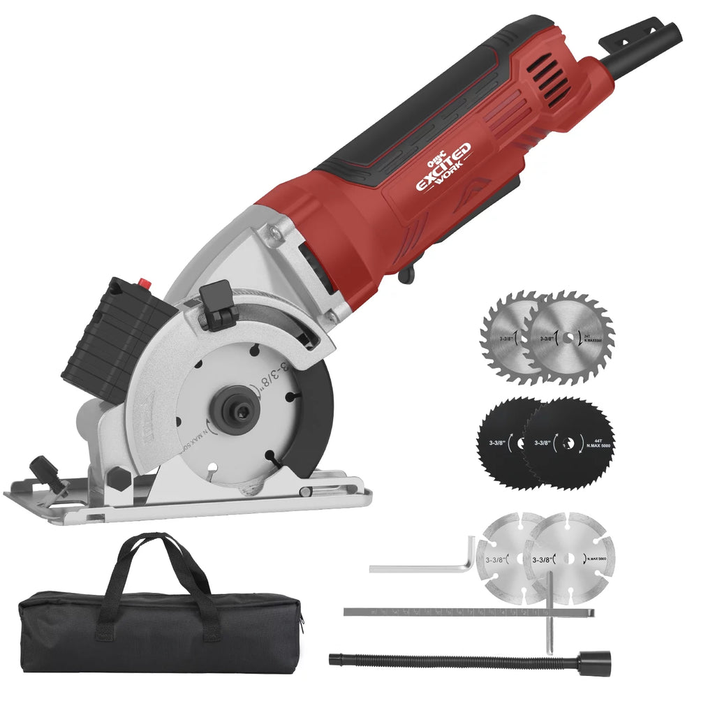 Mini Circular Saw, 5000RPM Electric Compact Circular Saw with 3 Blades L457