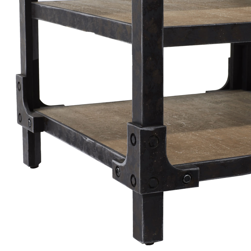 24" x 26" Brown Wood 2 Shelves Accent Table Y722