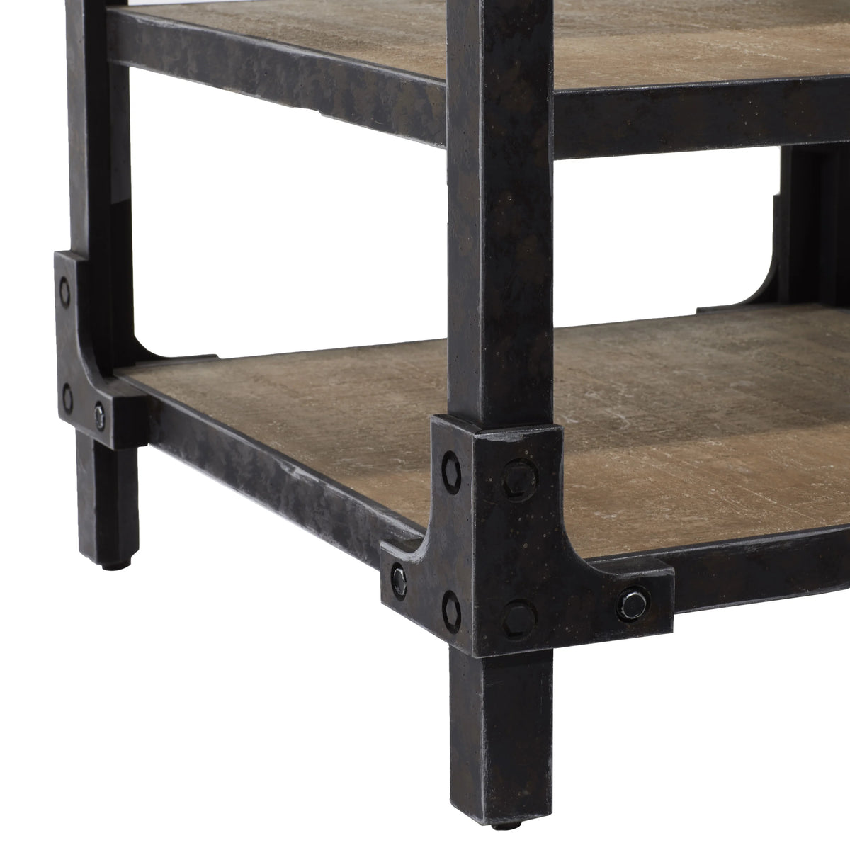 24" x 26" Brown Wood 2 Shelves Accent Table Y722