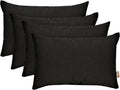 Set Of 4 Rectangle Lumbar Throw Pillows Sunbrella Canvas Coal Dark Grey Gray 12" X 20" M594