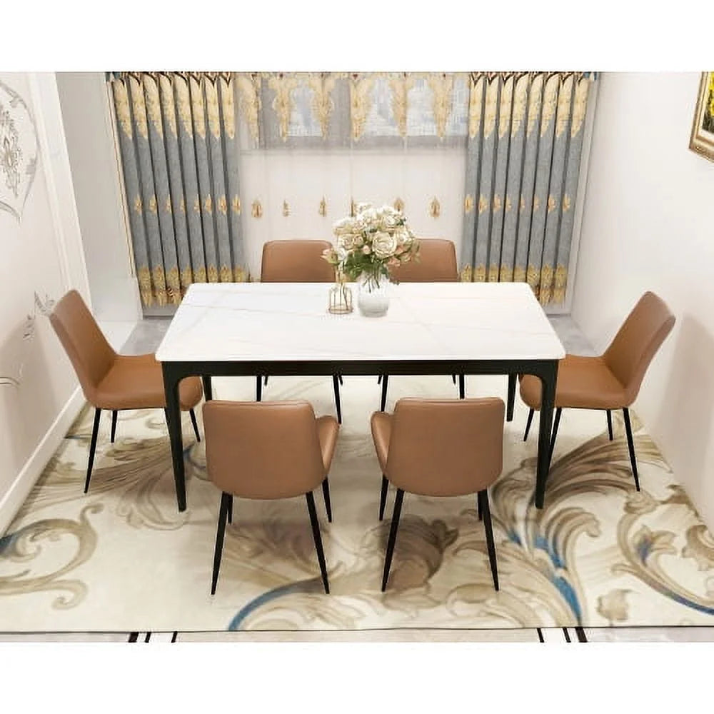 White Sintered Stone Dining Table 63 inch A8493