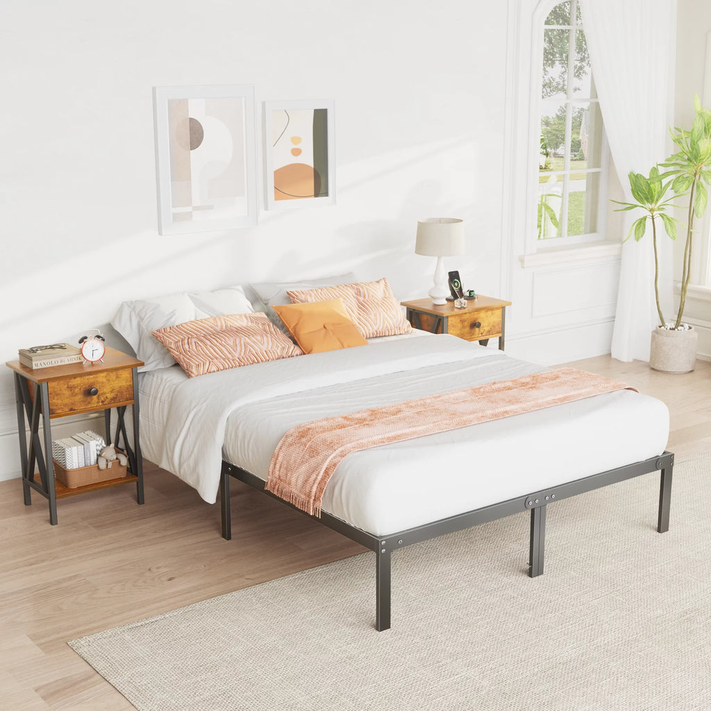 Full Size Heavy Duty Platform Bed Frame with Underbed Storage C61582