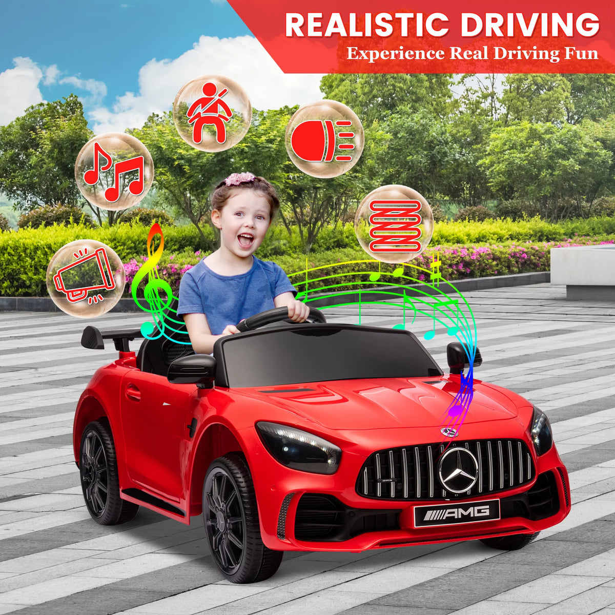12V Battery Powered Ride On Car with Remote Control, 3 Speeds, Pink V5711