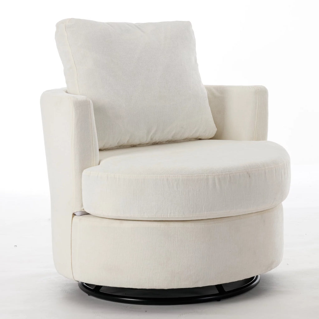 Beige Chenille Swivel Barrel Armchair S520897