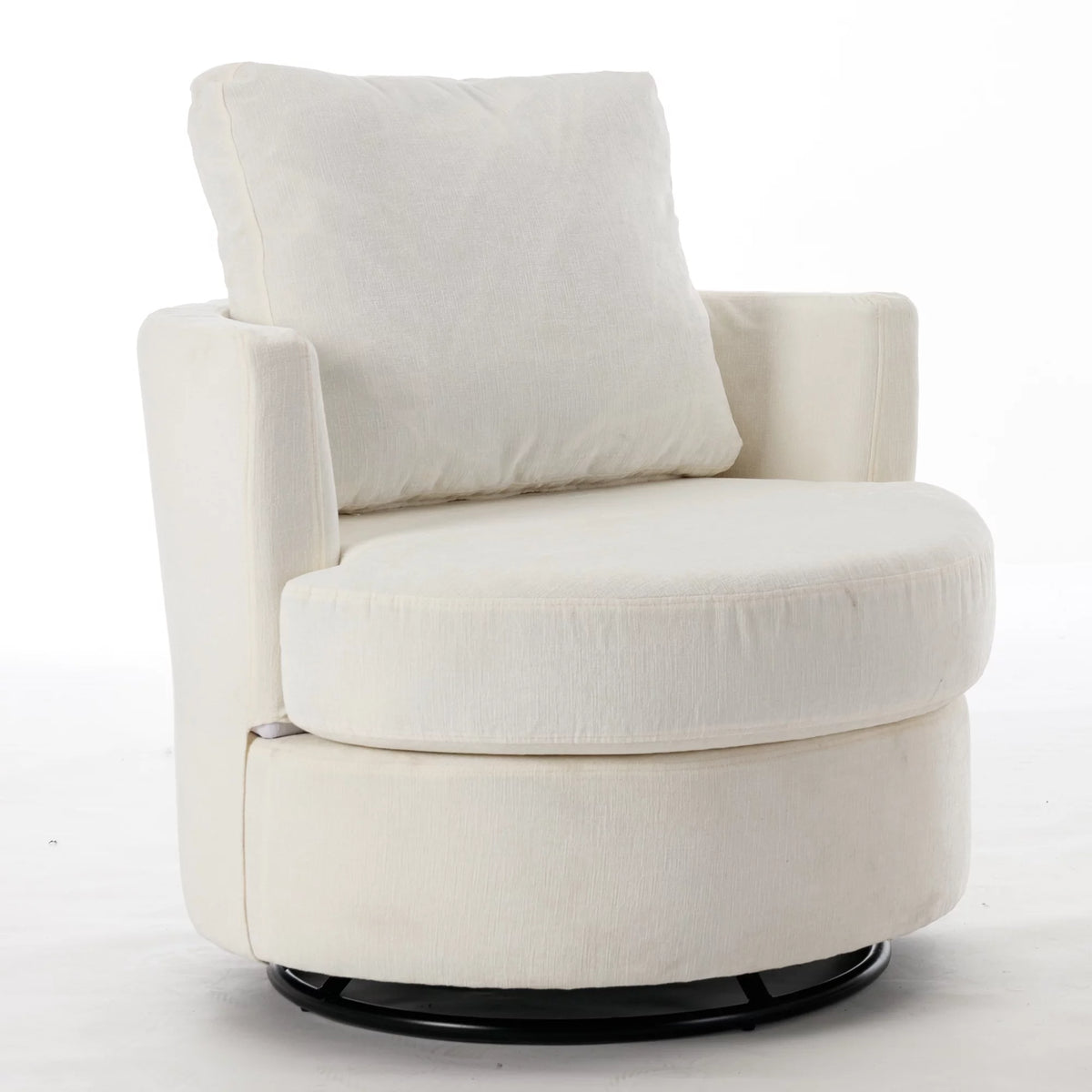 Beige Chenille Swivel Barrel Armchair S520897