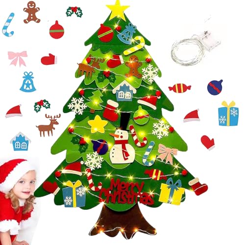 Felt Christmas Tree with 32 Ornaments and Lights M5296