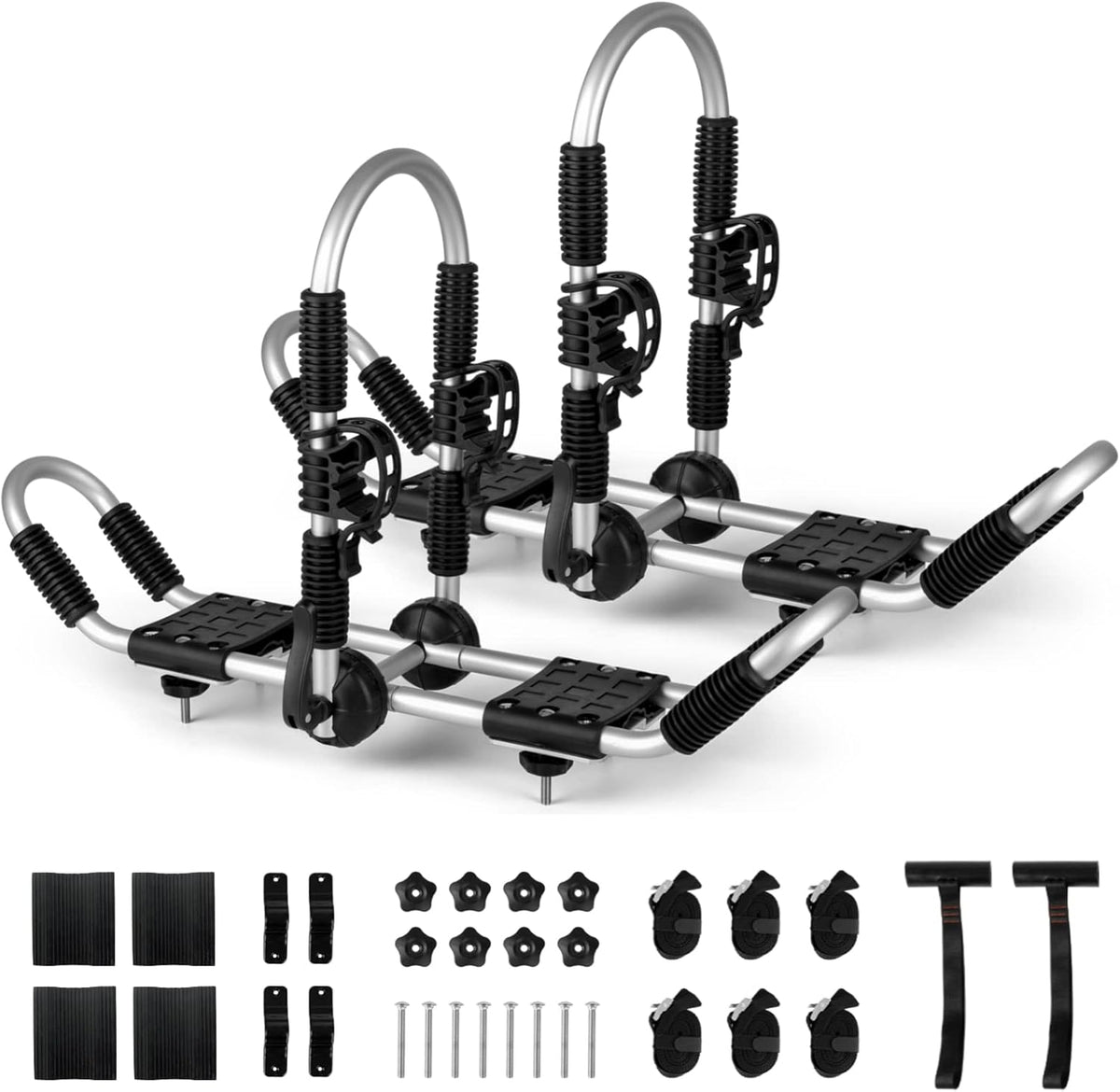 Kayak Roof Rack 4-in-1 Car Roof Carrier Rack, Folding J Bar for 2 Kayaks, Canoe, Surfboard, SUP L817