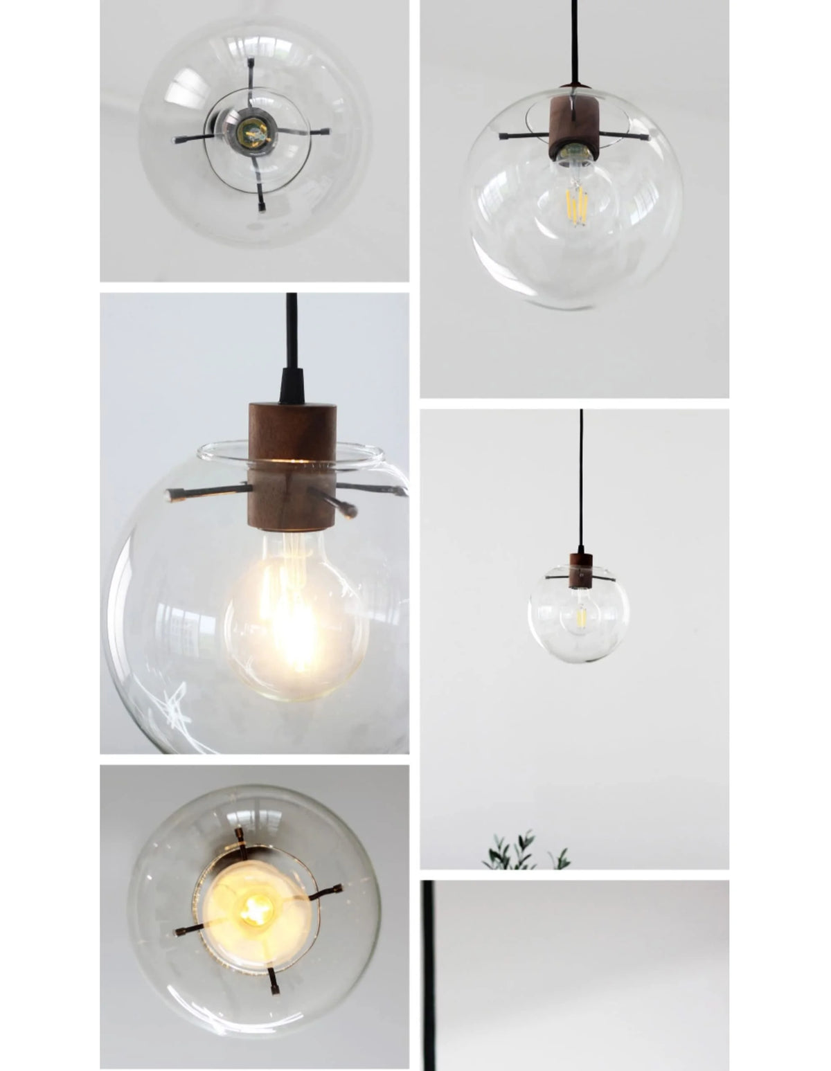 Adjustable Height H-Type Track Lighting Pendant with Clear Glass Globe Shade I3779