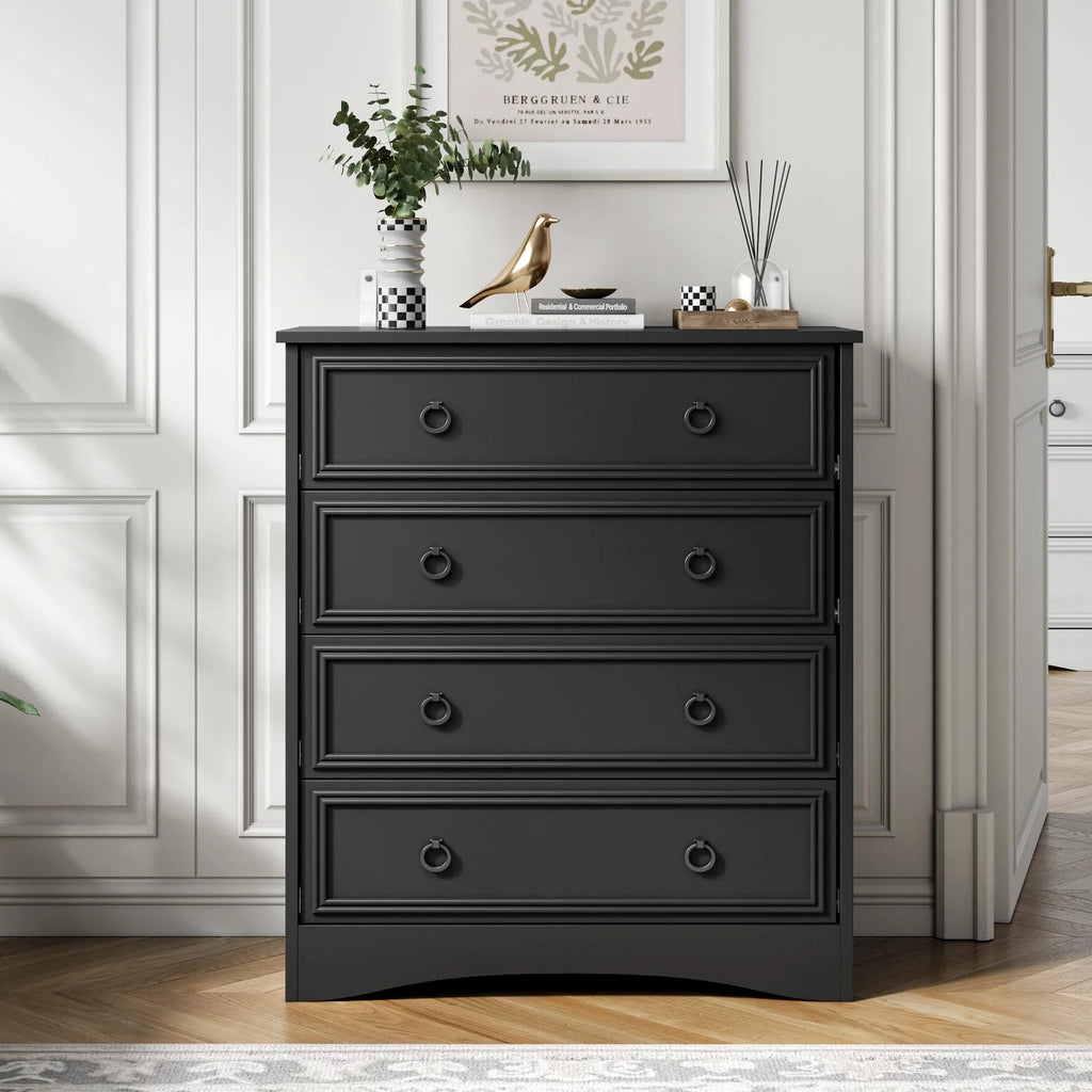 4 Drawer Gray Wood Dresser D225