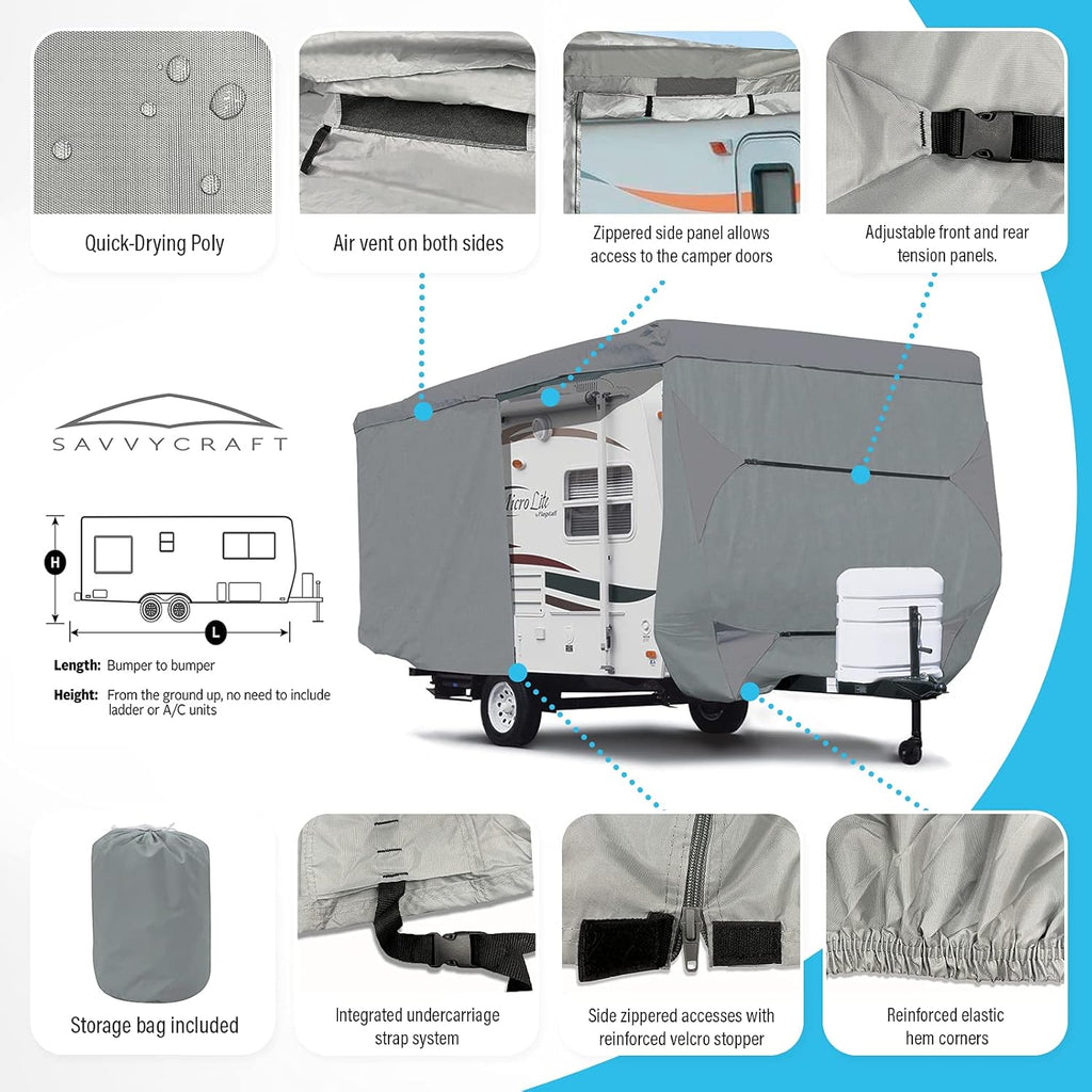 22'-24'L Travel Trailer RV Cover with Access Panels T5564