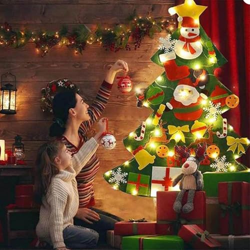 Felt Christmas Tree with 32 Ornaments and Lights M5296
