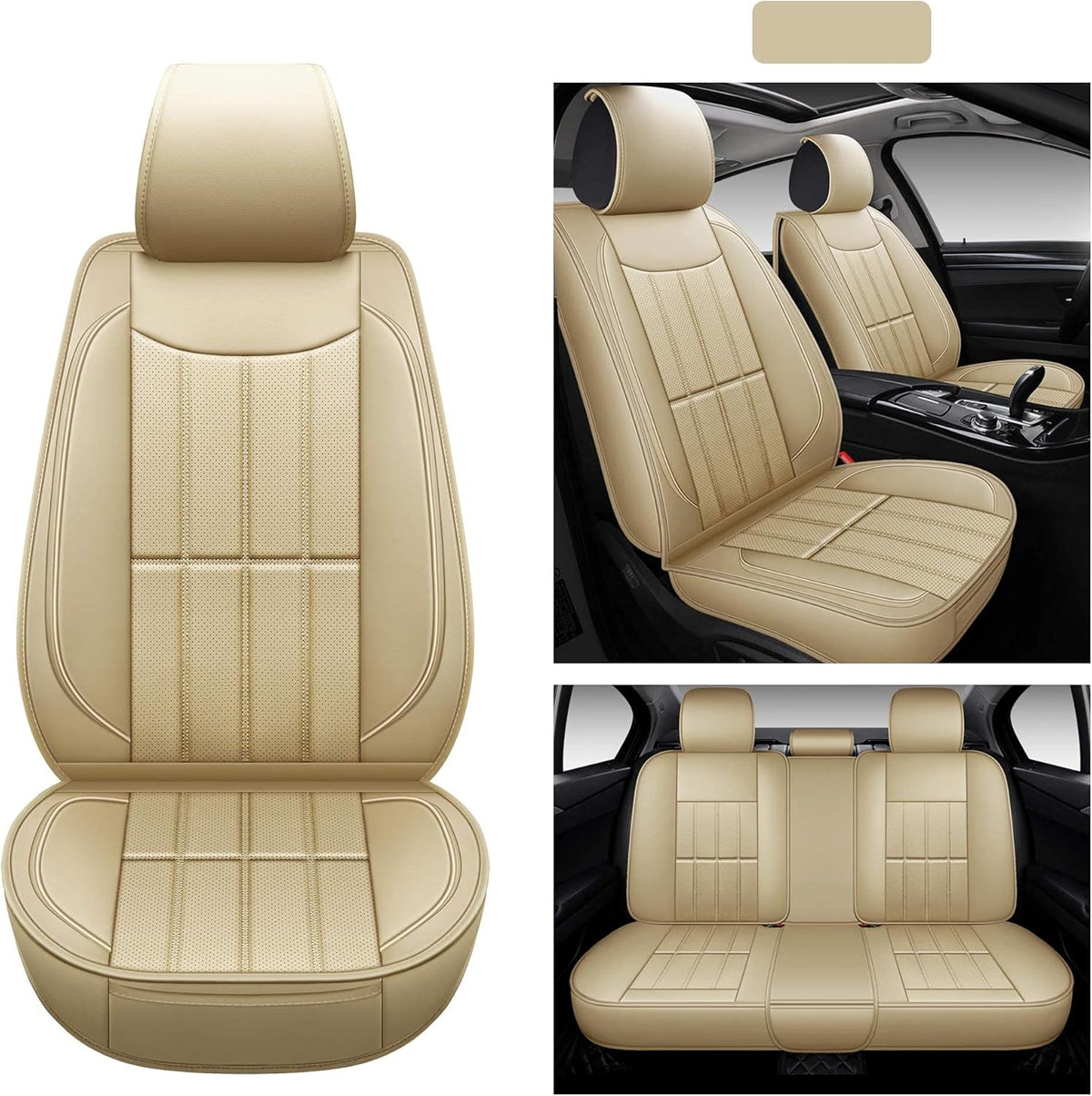 Leather Car Seat Covers, Universal Non-Slip Waterproof Full Set R51520