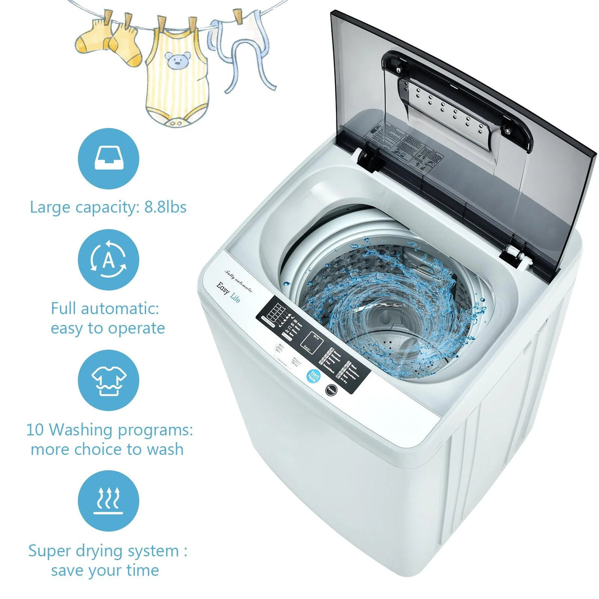 8.8lbs Portable Washer and Spin Combo I4280
