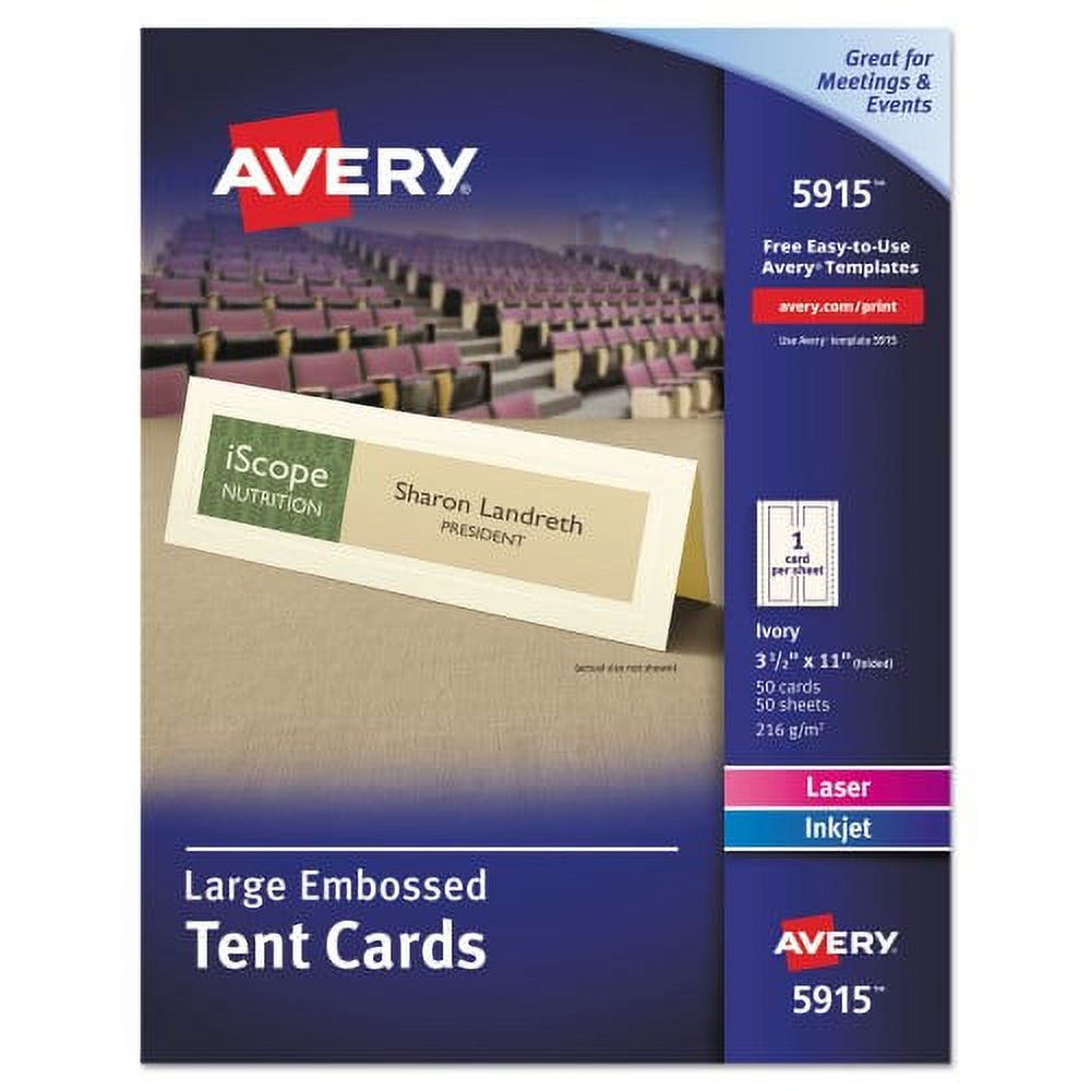 Ivory Embossed Tent Card, 3.5 x 11, 50 Sheets C41236