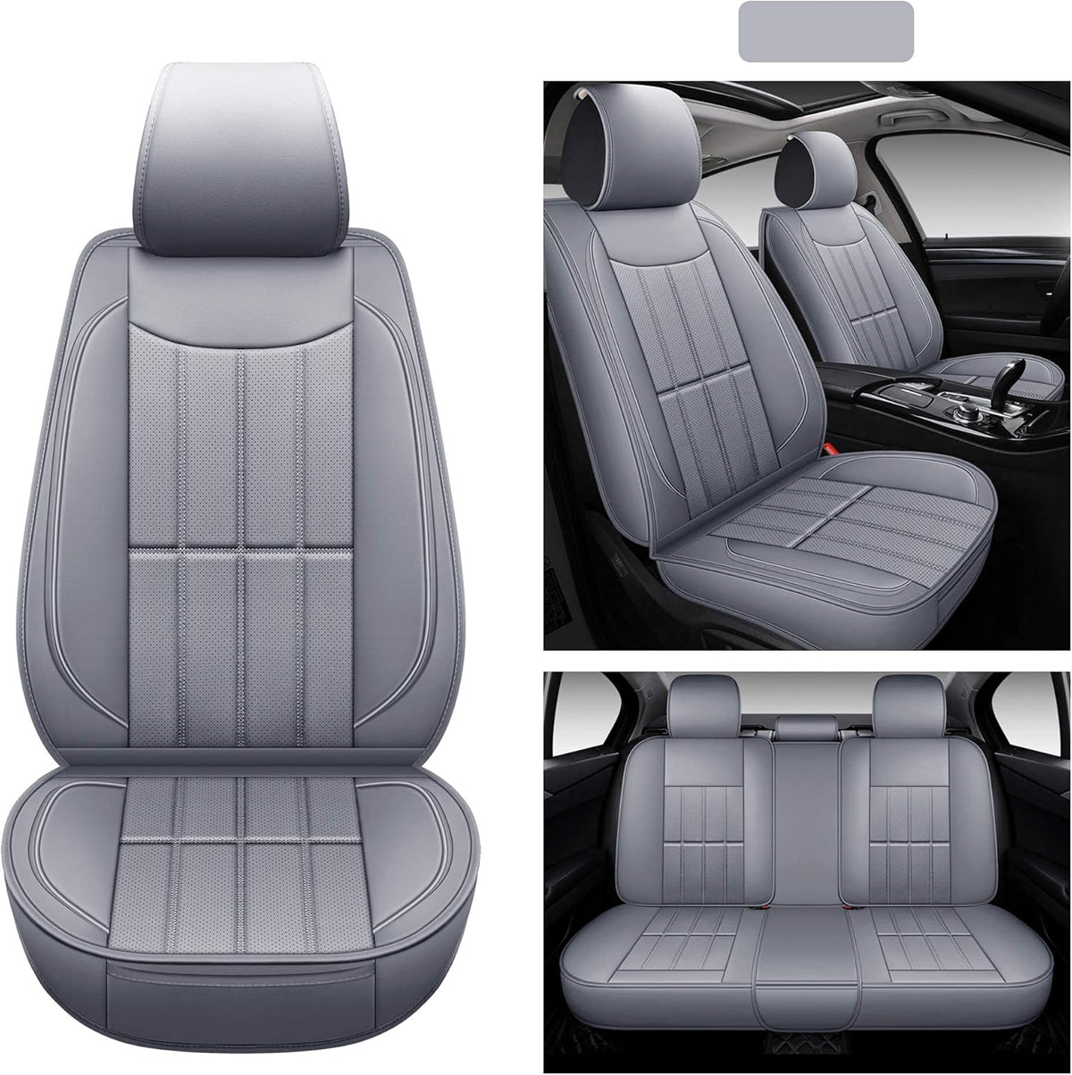 Leather Car Seat Covers, Universal Non-Slip Waterproof Full Set R51520