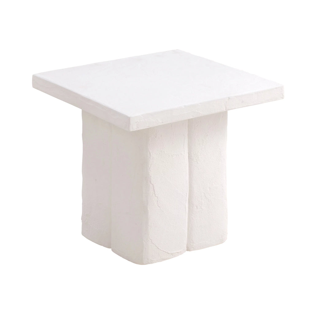 White Concrete Square Side Table H484