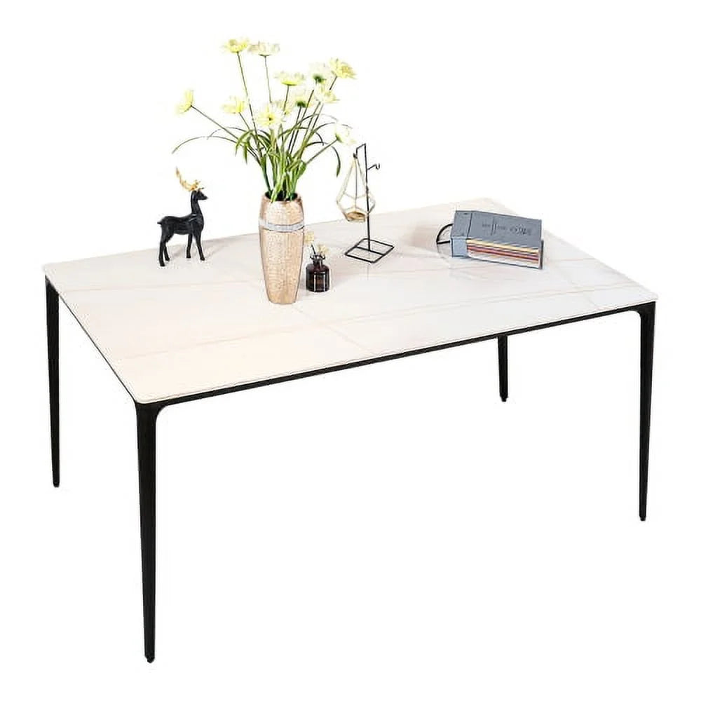 White Sintered Stone Dining Table 63 inch A8493