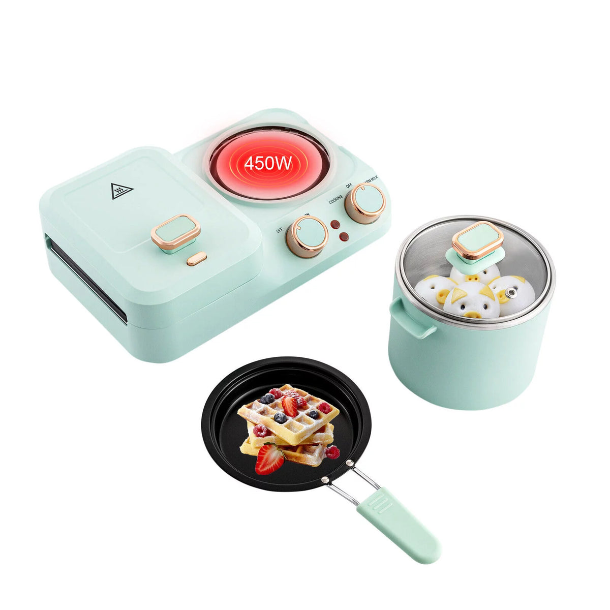 Electric Breakfast Station Mini Toaster Sandwich Machine Non-stick M8785