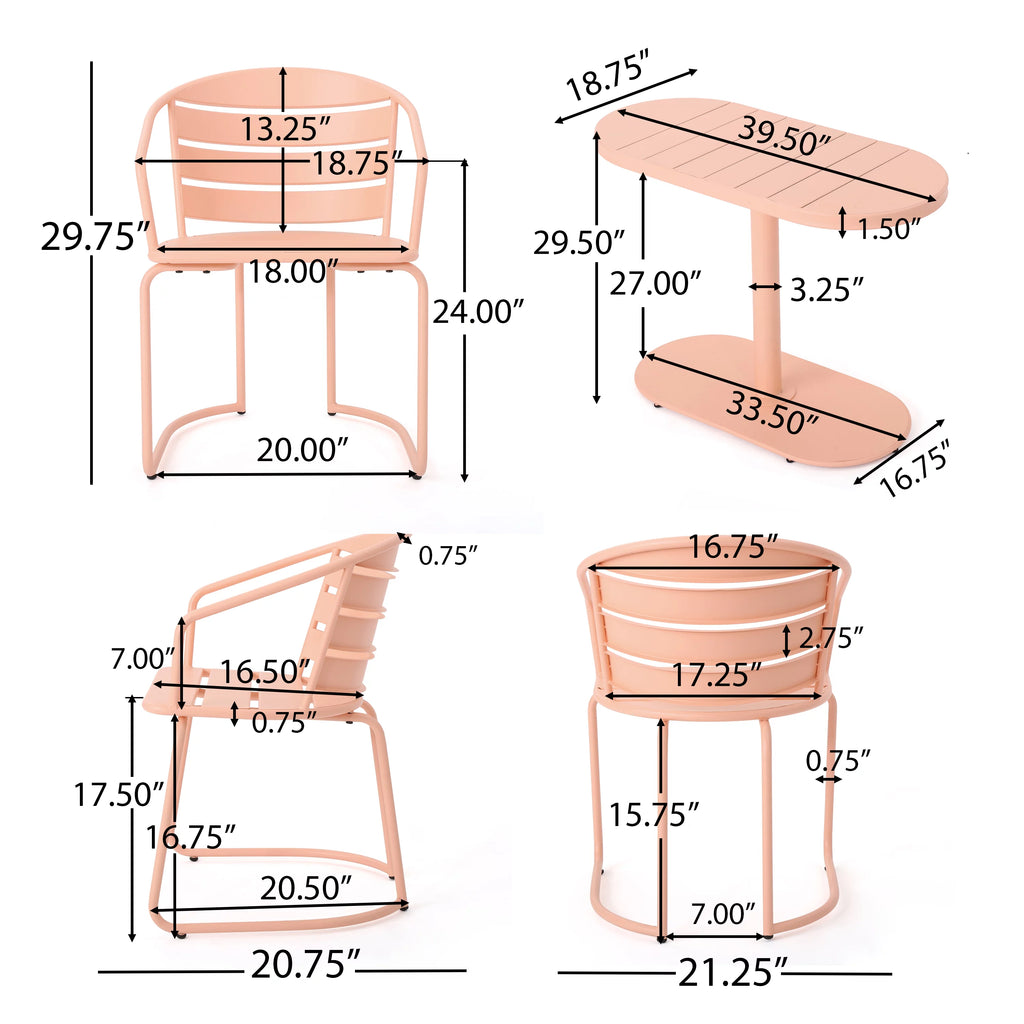 3 Piece Iron Bistro Set W1468