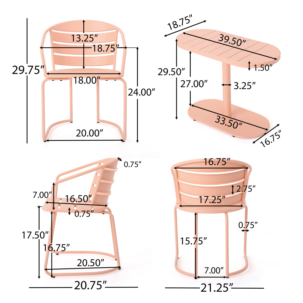3 Piece Iron Bistro Set W1468