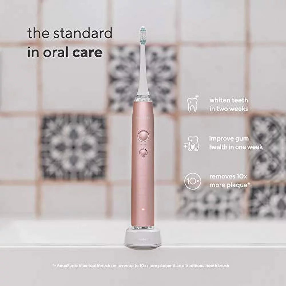 Satin Rose Gold Sonic Electric Toothbrush with 8 Brush Heads B2176