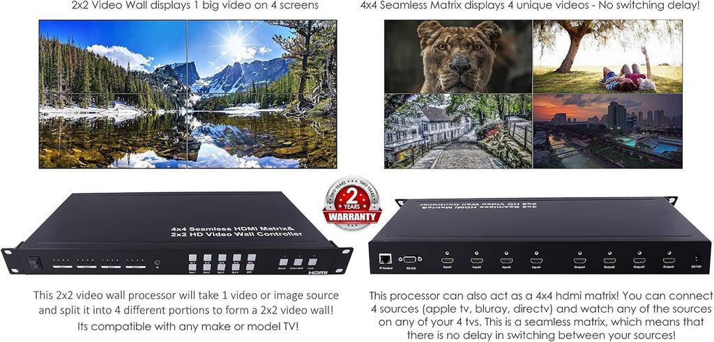 2x2 Video Wall 4x4 HDMI Matrix Switcher Processor 1080P M11383