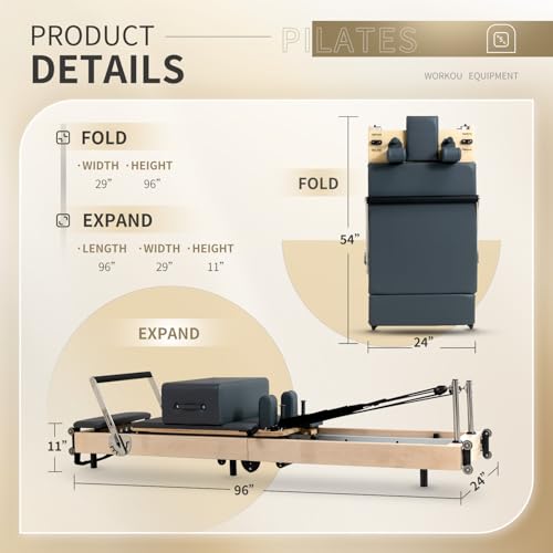 Foldable Pilates Reformer Machine with Reformer Box and Jump Board T2306