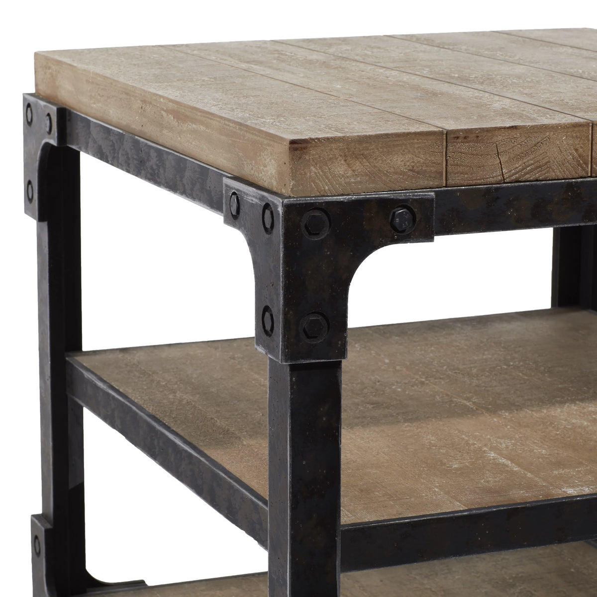 24" x 26" Brown Wood 2 Shelves Accent Table Y722