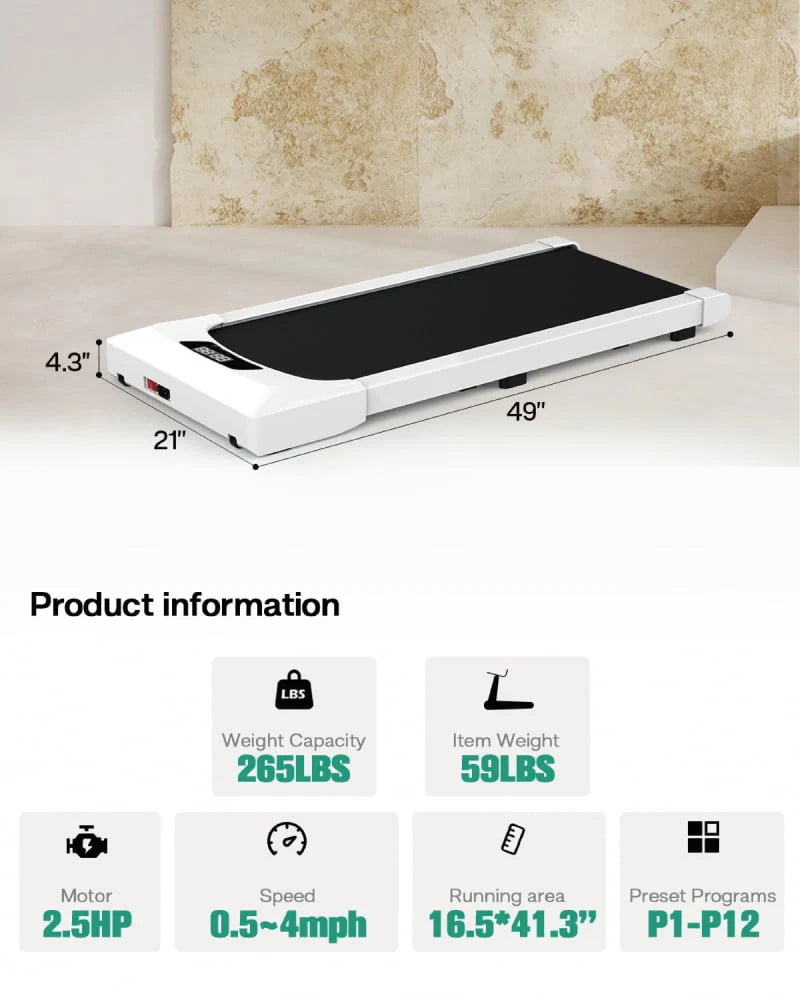 Black Portable Under Desk Treadmill with Remote Control E183682