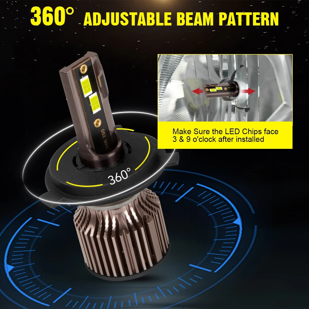 9003 H11 LED Headlight Fog Light Bulbs 6500K Cool White Pack of 4 K5072