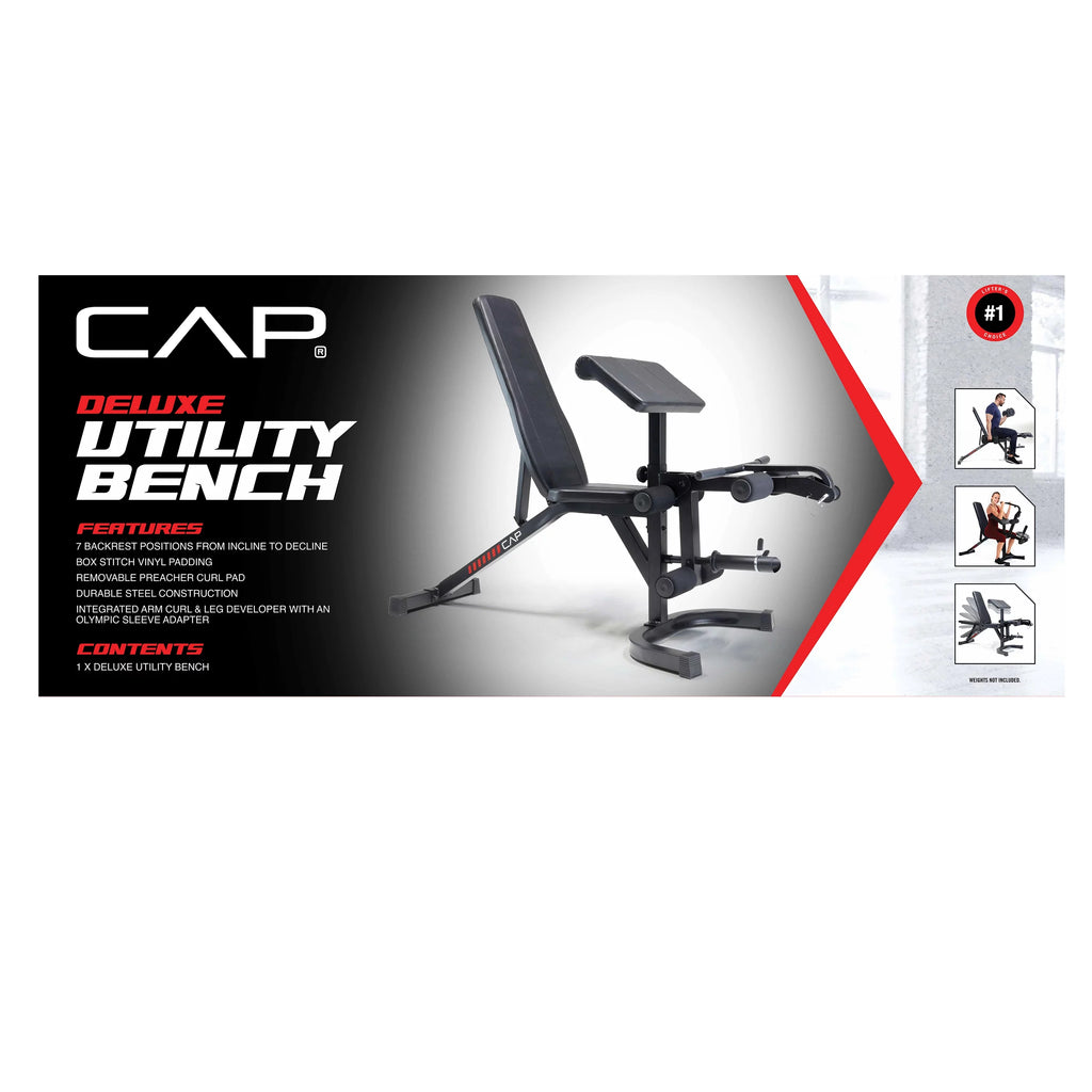 Adjustable Utility Weight Bench with Preacher Curl and Leg Press Attachment T70887