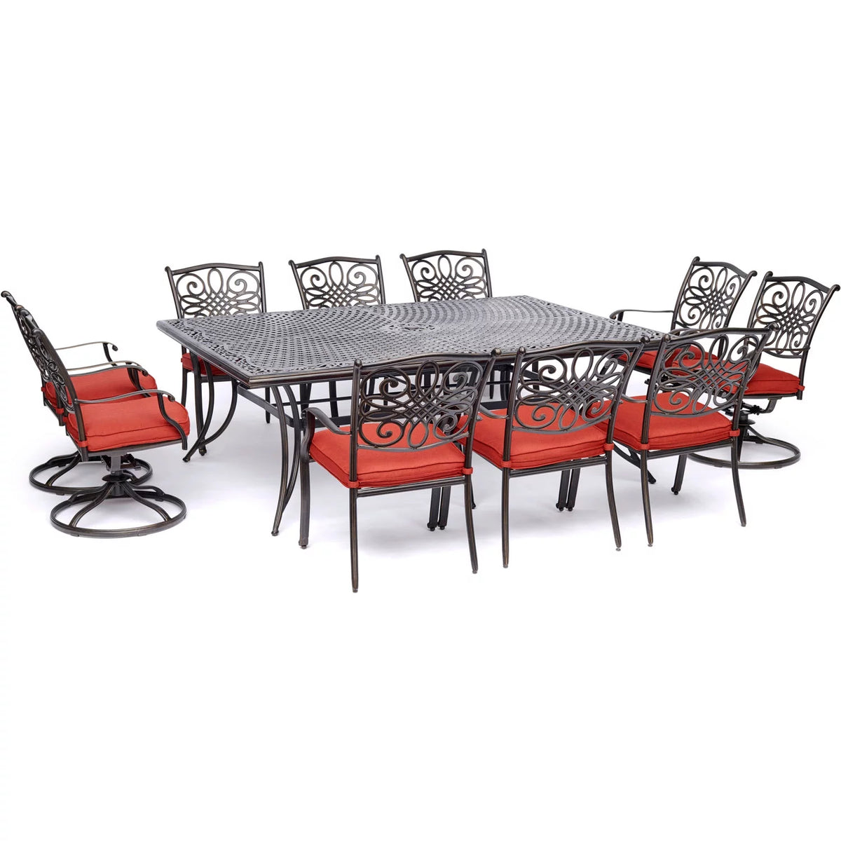 11-Piece Outdoor Dining Set with Cast-Top Table and Chairs V74932