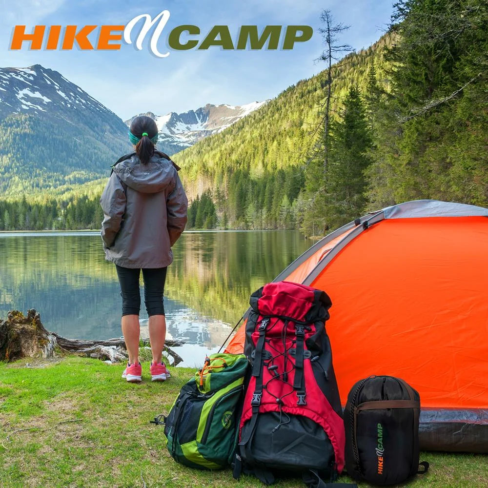 Double Sleeping Bag with Two Pillows, Lightweight & Waterproof, Includes Carrying Bag U82552