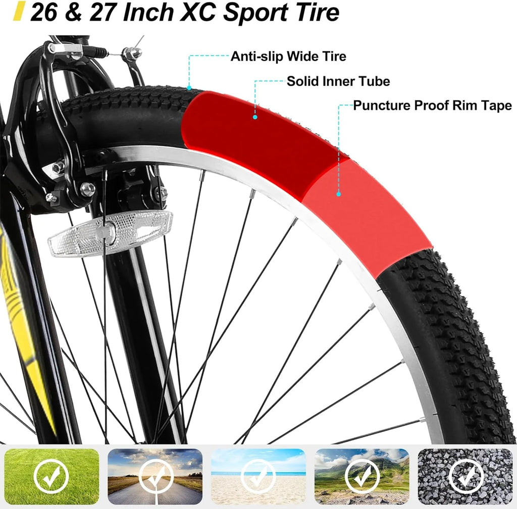 26 27.5 Inch Mountain Bike 21 Speeds Hardtail Bicycle T427